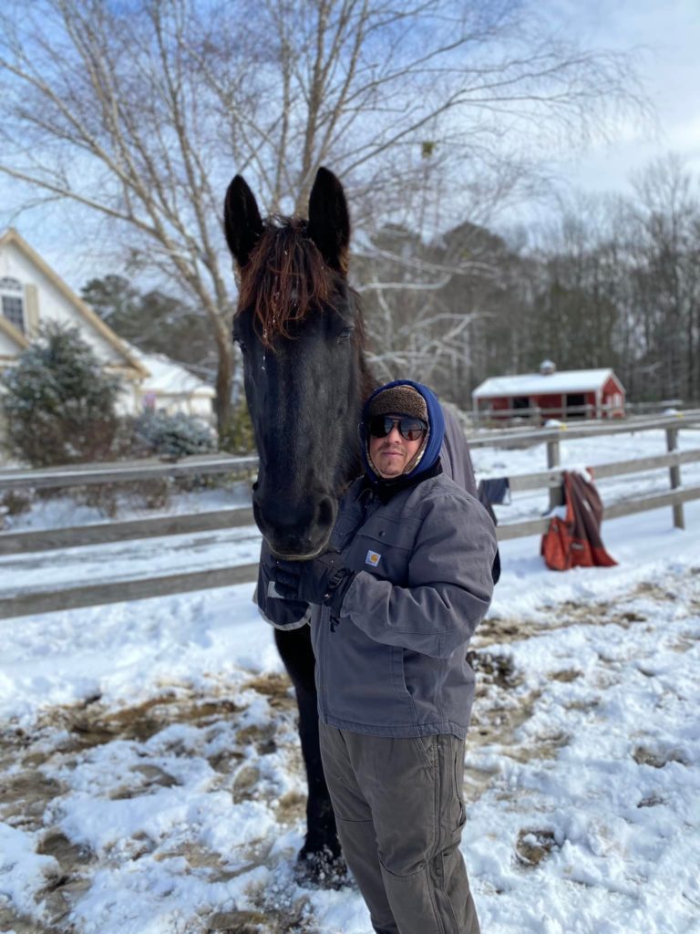 Soleil's first snow day on the farm!